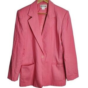 Vintage 90's Joan Leslie Bright Pink Button Down Blazer Jacket Size 12